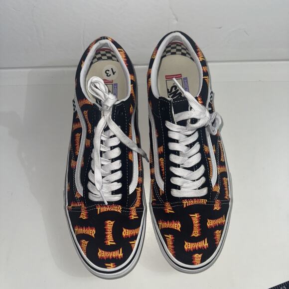 Vans SK8 Thrasher Skate Old Skool Black Multi Logo Canvas Shoes Sz 13 Men Fire main image 5